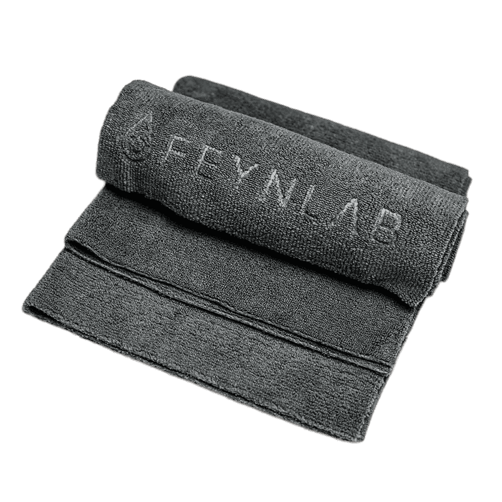 Šedá mikrovláknová utěrka FEYNLAB 300 Microfiber s embosovaným logem